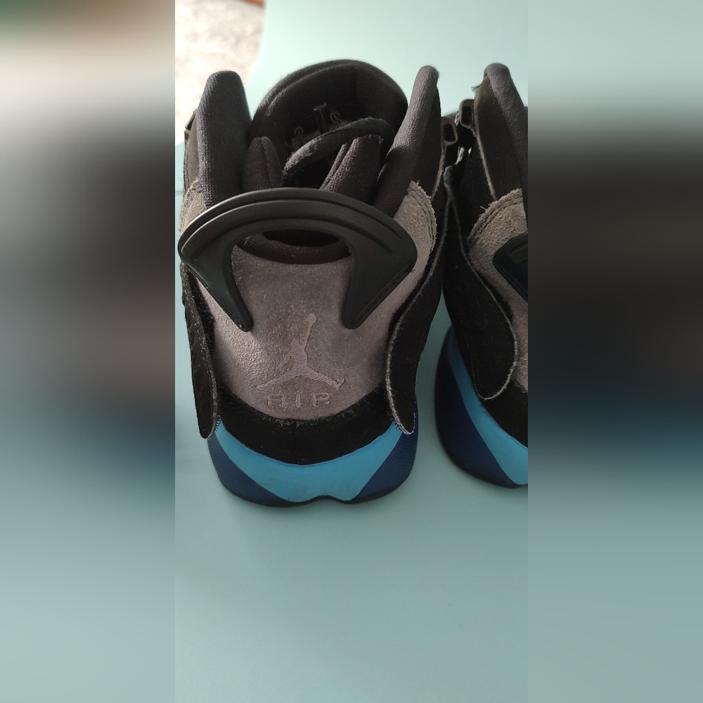 Jordan 6 Rings Aqua black sneakers size 7Y athletic good condition 25 cms - Picture 6 of 12